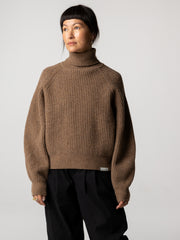 Amy Powney + Finisterre Fisherman Damen-Rippstrickpullover mit Rollkragen