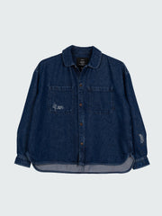 Floral Marine Damen-Jeanshemd