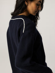 Eva Damen-Pullover mit Kontrastnähten