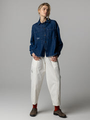 Floral Marine Damen-Jeanshemd