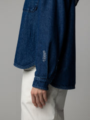Floral Marine Damen-Jeanshemd