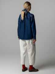 Floral Marine Damen-Jeanshemd