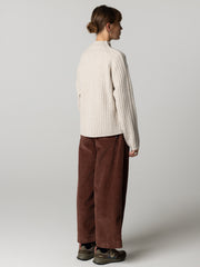 Breakwater Damen-Rippstrick-Pullover mit hohem Halsausschnitt