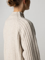 Breakwater Damen-Rippstrick-Pullover mit hohem Halsausschnitt