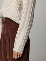 Breakwater Damen-Rippstrick-Pullover mit hohem Halsausschnitt