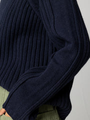 Breakwater Damen-Rippstrick-Pullover mit hohem Halsausschnitt